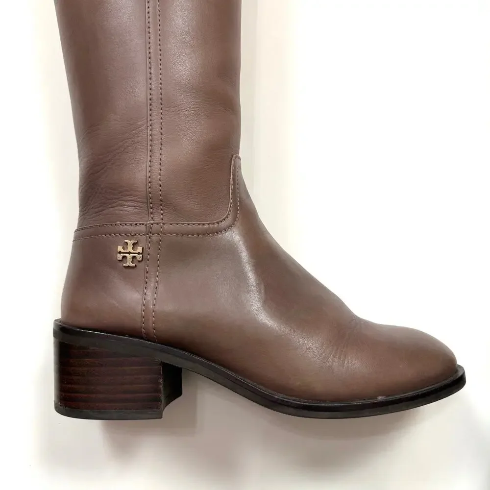 Tory Burch Fulton 55MM Boots Silky Leather in Topo Brown